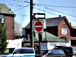 [picture: One way.  No Entry.]