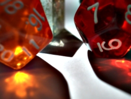 [picture: coloured plastic gaming dice 5]