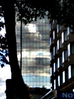 [picture: Sunset reflected in glass skyscraper]