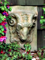 [picture: Stone goat head]