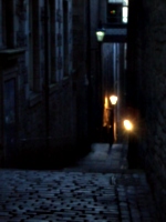 [picture: Narrow cobbled alleyway]