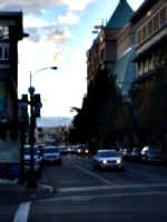 [picture: Street with distant hills]