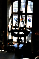 [picture: Conference hotel, window and chandelier]