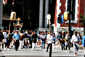 [picture: Procession 6: crossing the street]