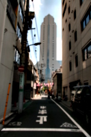 [picture: Narrow street with male building]