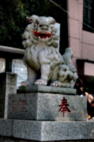 [picture: Japanese stone lion with plinth]